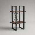 Scaffale da terra a 2 ripiani in pannelli MDF effetto noce con struttura in acciaio nero 60 cm 30 cm 90 cm