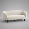 Divano 3 posti curvo 200 cm x 90 cm x 72 cm in tessuto poliestere bouclé beige con struttura in legno e piedini neri