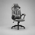 Sedia da ufficio girevole ergonomica schienale alto in similpelle e tessuto grigio nero base a cinque razze 70 x 70 x 125 cm