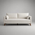 Divano 3 posti in tessuto poliestere avorio forma rettangolare con cuscini sfoderabili struttura in legno multistrato e gambe in legno 200 cm x 88 cm x 80 cm