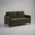 Divano 2 posti 150 cm x 80 cm x 75 cm in tessuto poliestere verde scuro con struttura in legno e gambe in metallo nero