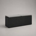 Panca da giardino contenitore a 2 posti in rattan PE nero con cuscini grigio chiaro struttura in acciaio forma rettangolare 120 cm 45 cm 45 cm